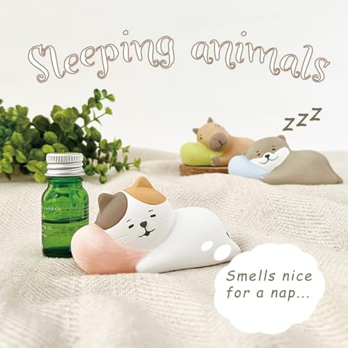 Stone Diffuser Sleeping Animals [ Designed in Japan] Non Electric Passive Diffuser for Essential Oil and Aromatherapy (Ceramic/Clay) (Sleeping Capybara)