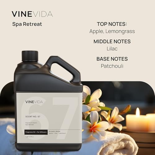 VINEVIDA [128 Oz] Spa Retreat Fragrance Oil for Cold Air Diffusers - Essential Oils for Diffuser Oil Refill & Air Freshener Room Spray