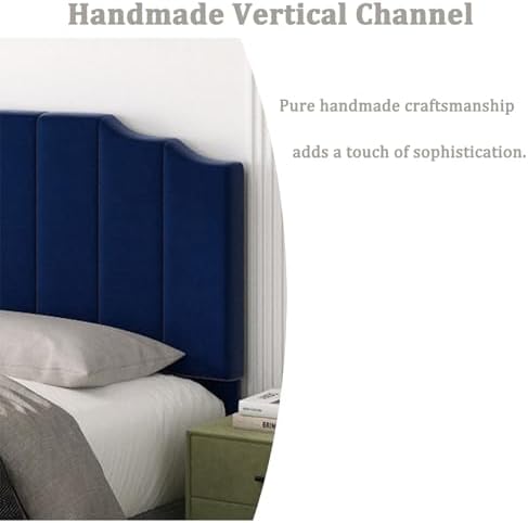Befurtori Queen Size Headboard Only, Velvet Wall Mount Headboard, Navy Blue
