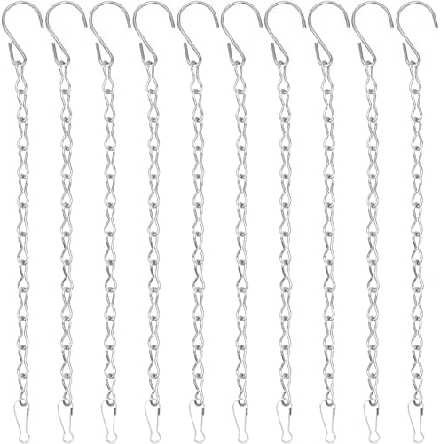 YINGFENG 10 Pack 9.5 Inch Silver Hanging Chains for Hanging Bird Feeders, Bird Houses, Planters, Baskets, Birdbaths, Lanterns, Wind Chimes, Billboards, Signs and Ornaments