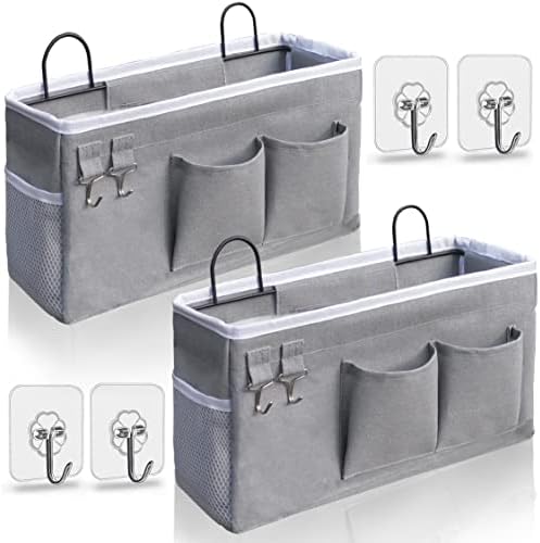 Kanrichu 2pcs Hanging Baskets for Organizing,Fabric Wall storage Basket,Wall Organizer for Closet,Kitchen, Bedroom, Office, RV Camper,Locker (Gray)