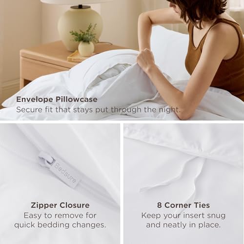 Bedsure Duvet Cover Full Size, Soft Double Brushed Bedding Set, 3Pcs, White