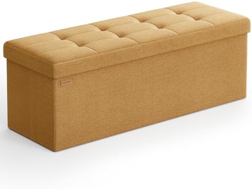 SONGMICS 43.3 Inches Folding Storage Ottoman Bench, Load 660 lb
