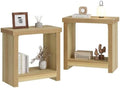 End Tables Set of 2 for Living Room, Narrow Side Tables with Storage Shelves, Square End Table for Bedroom, Slim Nightstand, Skinny Rectangle Accent Table, Farmhouse Bedside Table, Natural (2 Pieces)