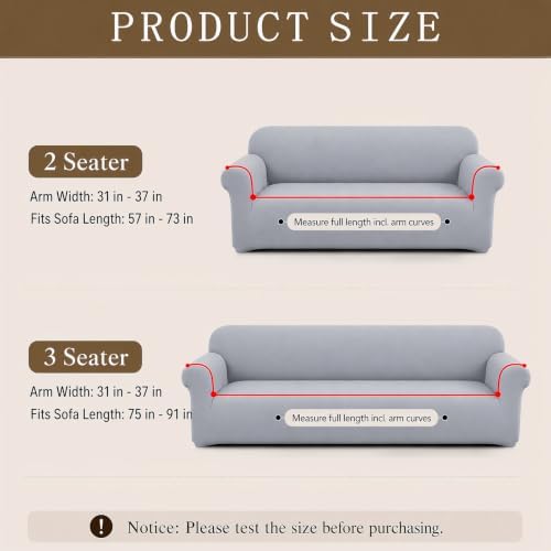 2Pcs Sofa Cover Stretch Soft with Non-Slip Foam and Elastic Bottom