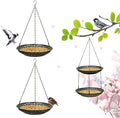 CQAIRIOU Premium Hanging Bird Feeder Tray(2 Set),Size 11.8” Large Platform Bird Feeder Metal Mesh Tray,Wild Bird Feeder for Outside Hanging Seed Platform,Combinable Style to Double Layer
