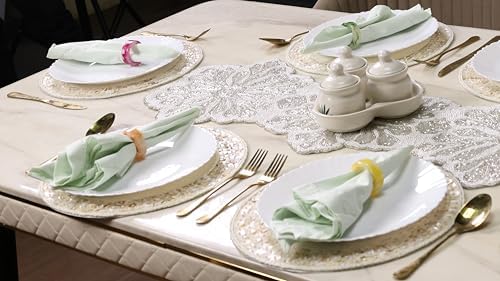 CLEENTABLE Beaded Round Placemat, Glass Bead, 13 in, 1-Pack