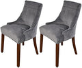 MIFXIN Velvet Wingback Side Chair Cover Slipcover Stretch Washable Sloping Armchair Accent Chair Protector Seat Cover for Dining Room Banquet Home Party Decor (Set of 2, Dark Grey)