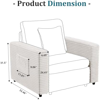 LEVNARY Modular Sofa Armrest Set of 2 with Side Storage Pockets, Faux Rabbit Fur Upholstered Arm Panels, Compatible with Modular Recliner System (White)
