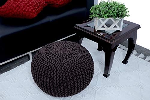 FRELISH DECOR Round Pouf Ottoman (20 Diameter x 14 Height) Brown