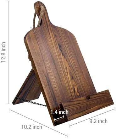MyGift Cookbook Stand Recipe Book Holder Brown Wood Cutting Board Design