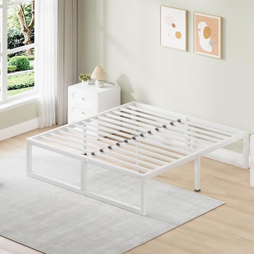 14 Inch Metal Queen Bed Frame with Steel Support, Noise-Free