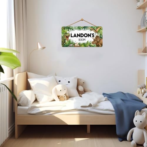 Custom Dinosaur Room Decor for Boys, Personalized Name Wooden Door Plaque for Kids Bedroom Nursery Wall Art Decorative