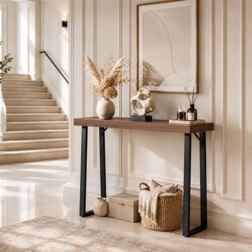 SLEEPING LAMB 36 Inch Small Entryway Table,Walnut Console Table for Hallway