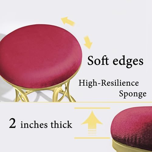 Vanity Chair, Small Velvet Vanity Stool & Ottoman Bench for Bathroom, Dorm