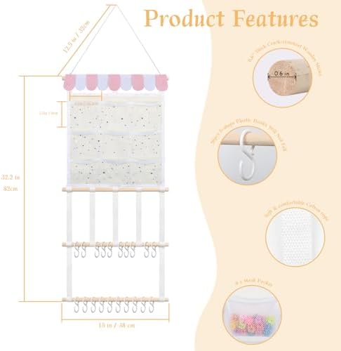 Munzong Headband Holder, Hair Accessories Organizer Pinkish White 15x33Inch