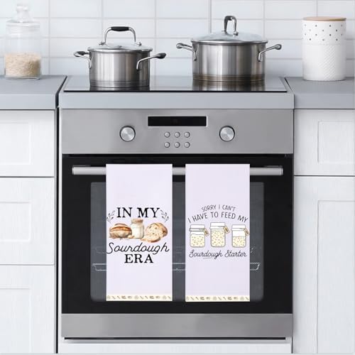LXOMILL Sourdough Gifts for Women, Funny Kitchen Towels Set of 2, Sourdough Starter Gifts for Bakers, Bread Baking Dish Towels, Cute Kitchen Decor