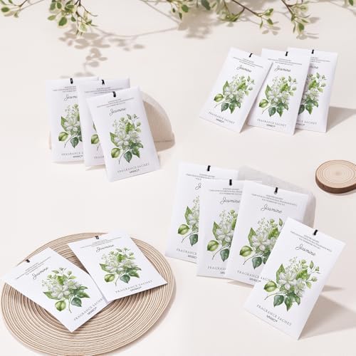 MYARO 12 Pack Jasmine Scented Sachets, Closet Deodorizer Car Air Freshener