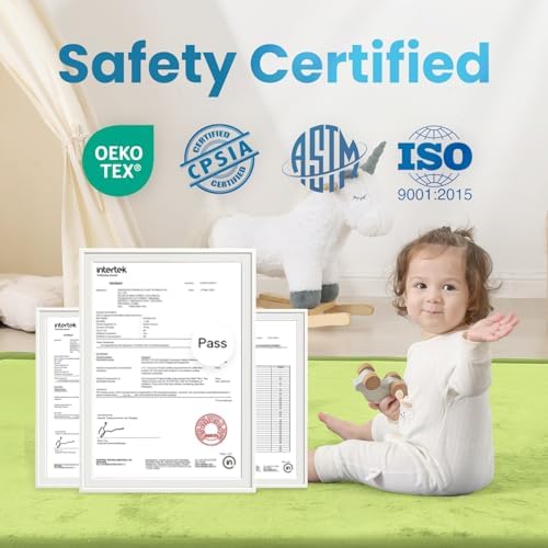 1.3" Thick Baby Play Mat, 50x50 Foam Tummy Time Mat – Light Green