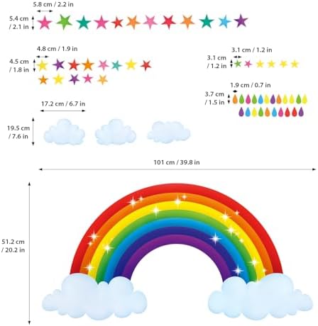 DECOWALL Rainbow Wall Decals Stickers Clouds Stars Colorful Decor (SG2-114)