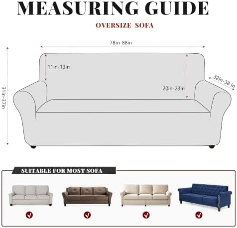 ANARACHON 1-Piece Leather-Look Sofa Cover,Sofa Slipcover Width 78"-88"