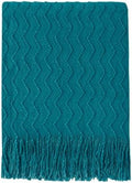 BOURINA Teal Throw Blanket 60x80 Inch Boho Knitted Soft Throw Sofa Blanket