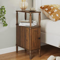 Veegle Narrow Nightstand,Skinny Slim End Side Table(Dark Walnut)