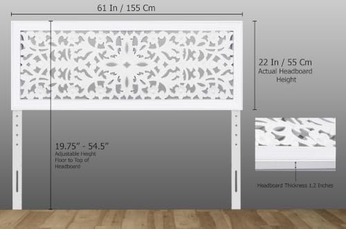 COTTON CRAFT Solid Wood Sturdy Queen Headboard - Rustic White