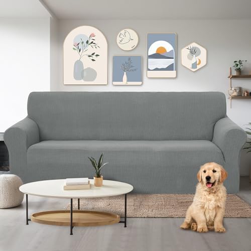 U-NICE HOME Stretch Couch Cover Slipcover for 3 Cushion Sofa, Grey