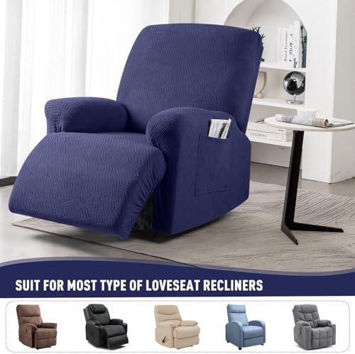 KinCam Recliner Chair Covers, Stretch Reclining Cover, Dark Blue