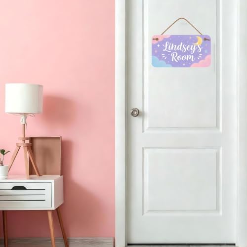 Personalized Name Sign - Door Sign- Kids bedroom Sign- Moon and clouds - Custom Name Sign