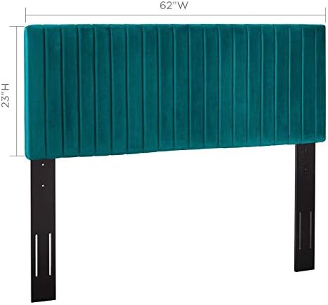 Modway Keira Channel Tufted Performance Velvet Upholstered Full / Queen Headboard in Teal