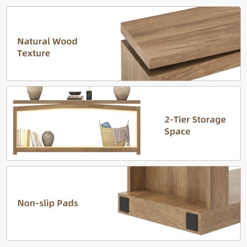 Epecoya 70 Inch Long Console Table for Entryway, Natural Oak Brown