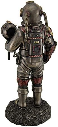 Veronese Design 10 5/8" Tall Steampunk Skeleton in Diving Suit Statue LED Lighting Diving Bell Statue Cold Cast Resin Antique Bronze Finish Sculpture