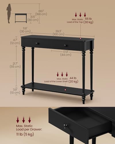 VASAGLE 39.3"Console Table, Narrow Entryway Sofa Table with Solid Wood Legs