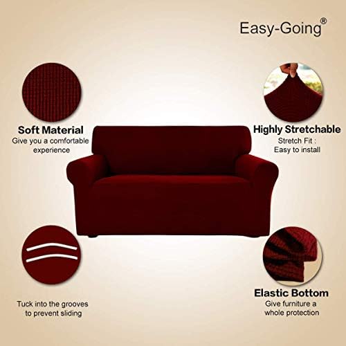 Easy-Going Stretch Loveseat Couch Covers Washable Wine