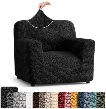 PAULATO Premium Stretch Couch Covers for Sofa - Sofa Chair Cover Washable, Dogs & Pets Friendly - Elastic Polyester Loveseat Slipcovers - Non-Slip Love Seat Couch Covers - Black (21"-39" Wide)
