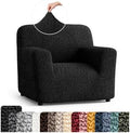 PAULATO Premium Stretch Couch Covers for Sofa - Sofa Chair Cover Washable, Dogs & Pets Friendly - Elastic Polyester Loveseat Slipcovers - Non-Slip Love Seat Couch Covers - Black (21"-39" Wide)