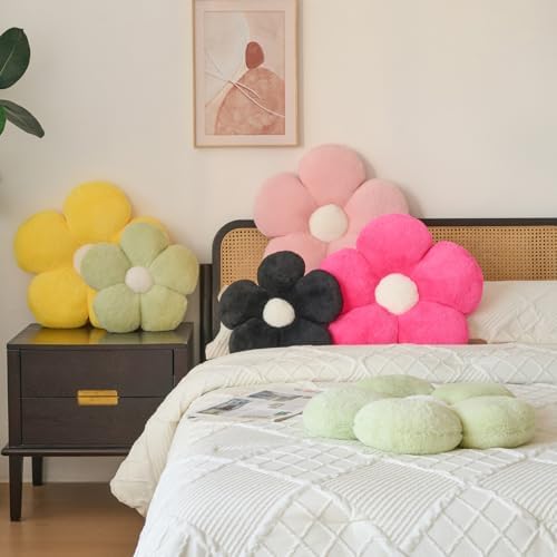 Zlgkjk Flower Pillow, Decorative Throw Pillows with Soft Plush for Couch Bed, Cute Daisy Pillow Cushion Home Decor Floral Throw Pillow (Pink, 19.6 Inches)
