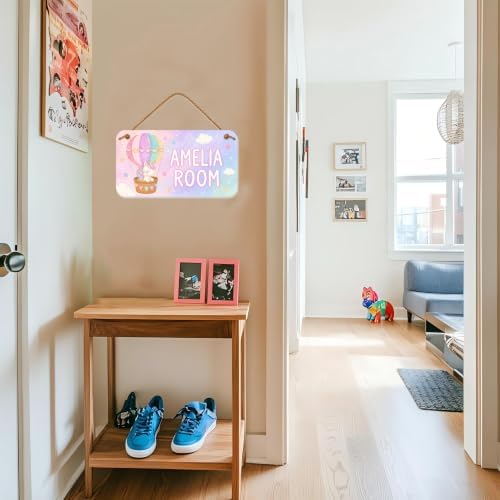 Unicorn Name Sign - Custom Room Sign - Kids bedroom Sign- Unicorn in hot air balloon with rainbow -Nursery, Room Decor