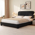 WEUP Queen Size Boucle Bed Frame, Upholstered Cloud Bed Frame with Adjustable Headboard, Soft Rounded Corners, No Box Spring Required, Easy Assembly, Black