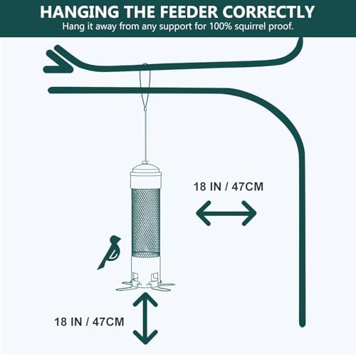 LCSEVEN Bird Feeders for Outdoors Squirrel Proof with Weight-Activated Perches, Hanging Bird Feeder for Outside, Metal Feeder for Wild Cardinal, Finch, Blue Jay, Chickadee, 3LB Seed Capacity, Green