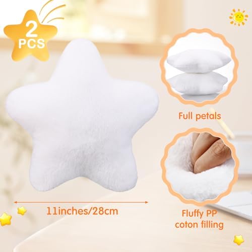 Beeveer 2 Pcs 11 Inch Star Pillow Decorative Gift, White