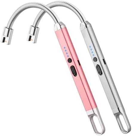 MEIRUBY 2 Pack Electric Candle Lighter, Birthday Christmas Stocking Stuffers Gifts for Women Mom Men Wife Sister, USB Arc Rechargeable Windproof Long Lighter for Candle BBQ Housewarming Gift Idals