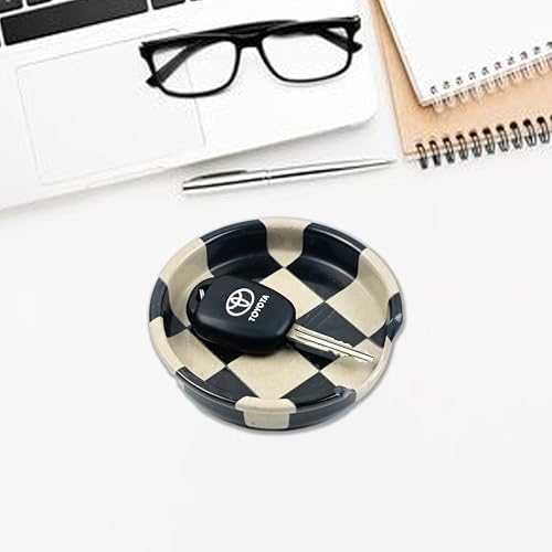 Verona Black Marble Spoon Rest for Stove Top, Checkered Kitchen Utensil Holder, Coffee Bar Accessory