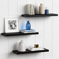 24 Inch Floating Shelves for Wall, Black Wall Shelf for Bedroom Set of 3
