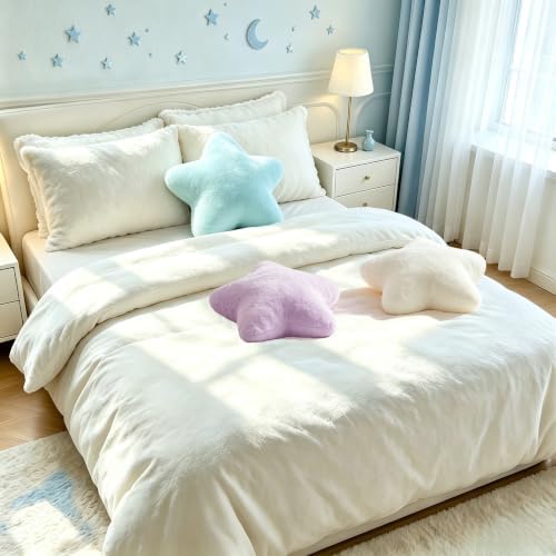 Star Pillow 15.4" Cute Soft Faux Plush Blue Decorative Throw Pillows