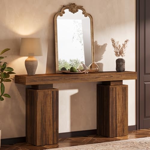 Tribesigns 63-in Long Console Table, Farmhouse Entryway Table(Rustic Brown)