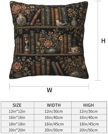 Wooden Bookself Decorative Throw Pillow Covers 18x18 Inch Set of 4