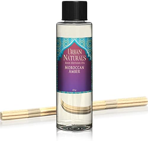 Urban Naturals Moroccan Amber Reed Diffuser Refill Set | Includes a Free Set of Reed Sticks! 4 oz. | Great Gift Idea Home Fragrance Lovers!